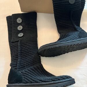 UGG Black Knit Button Boots